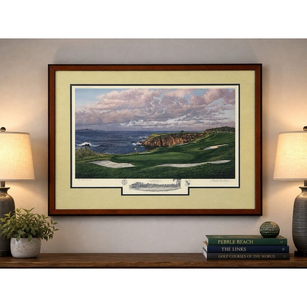 Linda Hartough Pebble Beach 8th Hole Signed LE Lithograph Framed Golf 603/1250
